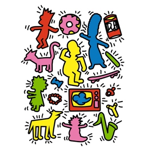 dessin t-shirt Keith Haring et les Simpsons geek original dessin t-shirt Keith Haring et les Simpsons geek original