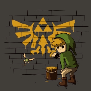 dessin t-shirt Zelda et Banksy geek original dessin t-shirt Zelda et Banksy geek original