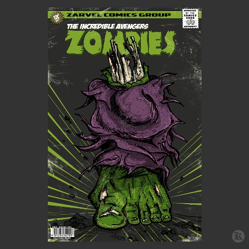 dessin t-shirt Hulk le zombie geek original dessin t-shirt Hulk le zombie geek original