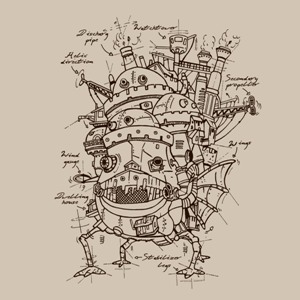 dessin t-shirt Les plans du Château de Miyazaki geek original dessin t-shirt Les plans du Château de Miyazaki geek original